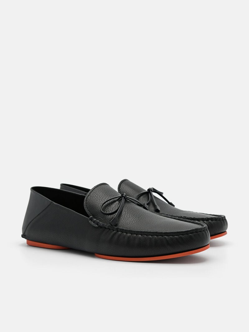 Pedro Leto Leather Moccasins Men Loafers Black | Q9Q-1701