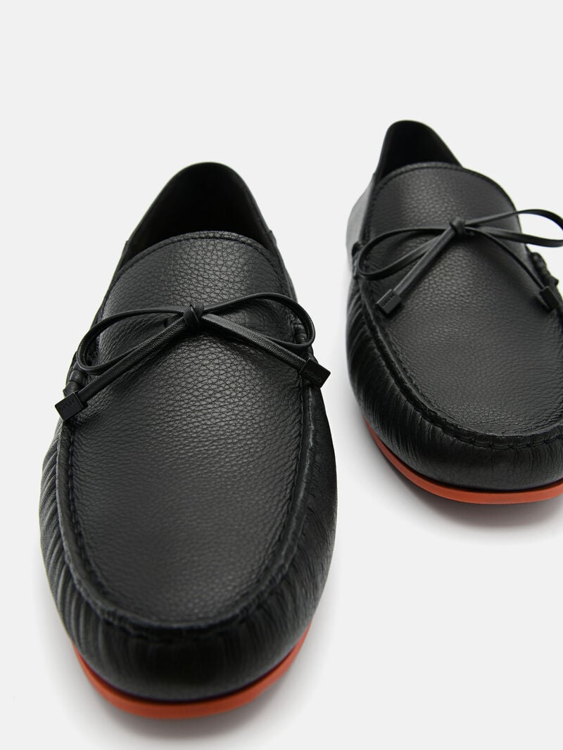 Pedro Leto Leather Moccasins Men Loafers Black | Q9Q-1701