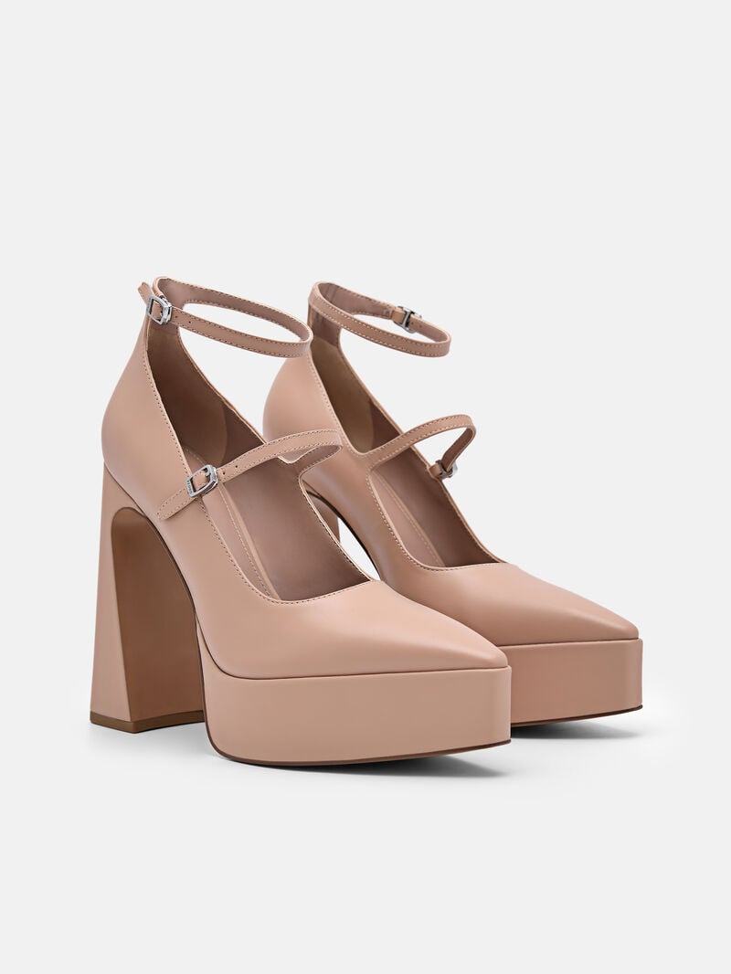 Pedro Mara Leather Women Pumps Taupe | Q9Q-2160