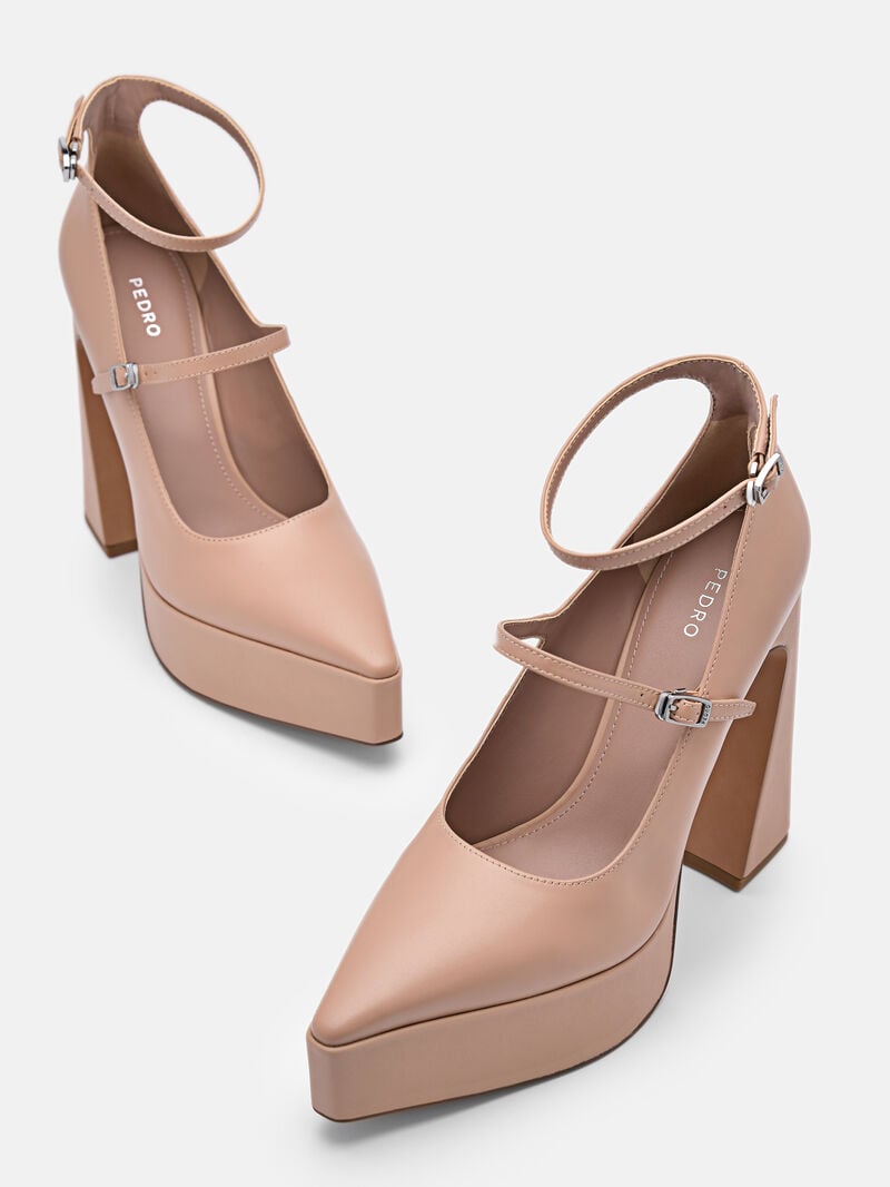 Pedro Mara Leather Women Pumps Taupe | Q9Q-2160