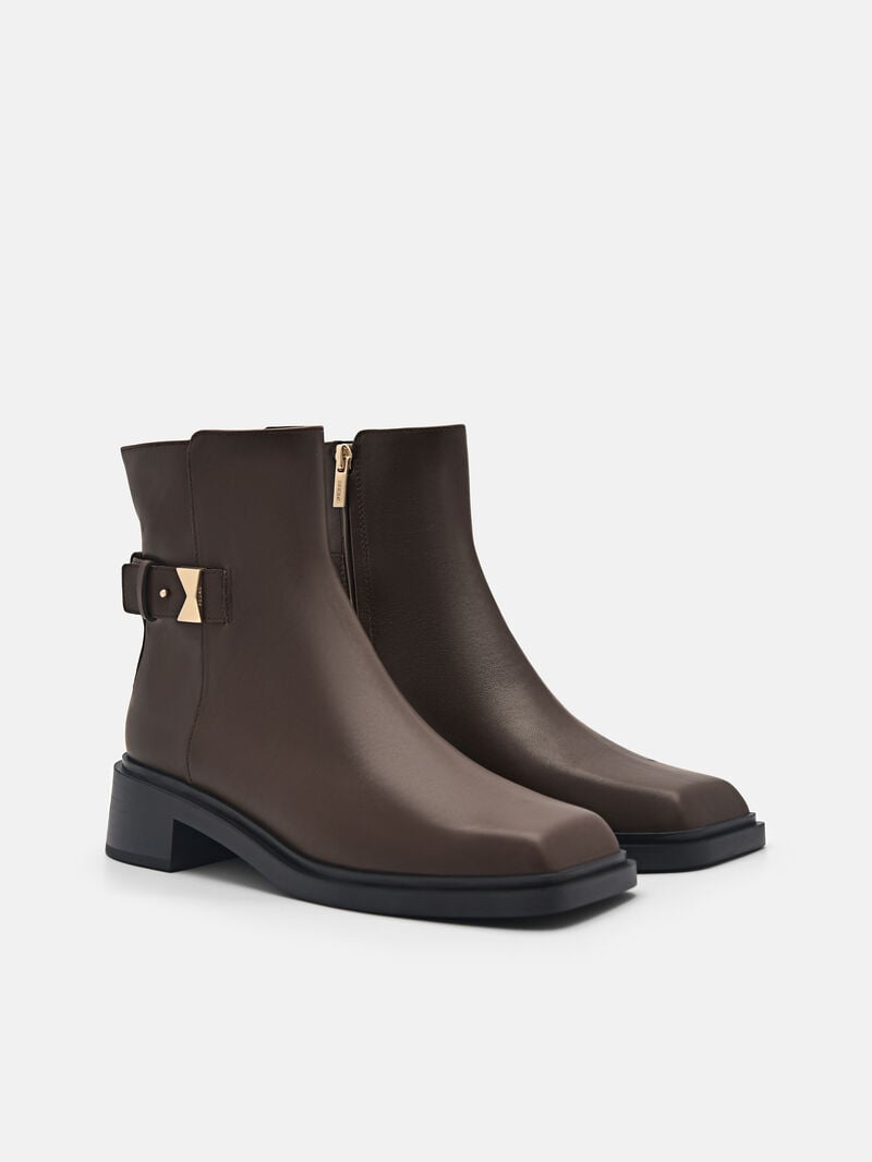 Pedro Marion Leather Boots Women Ankle Boots Dark Brown | Q9Q-1345