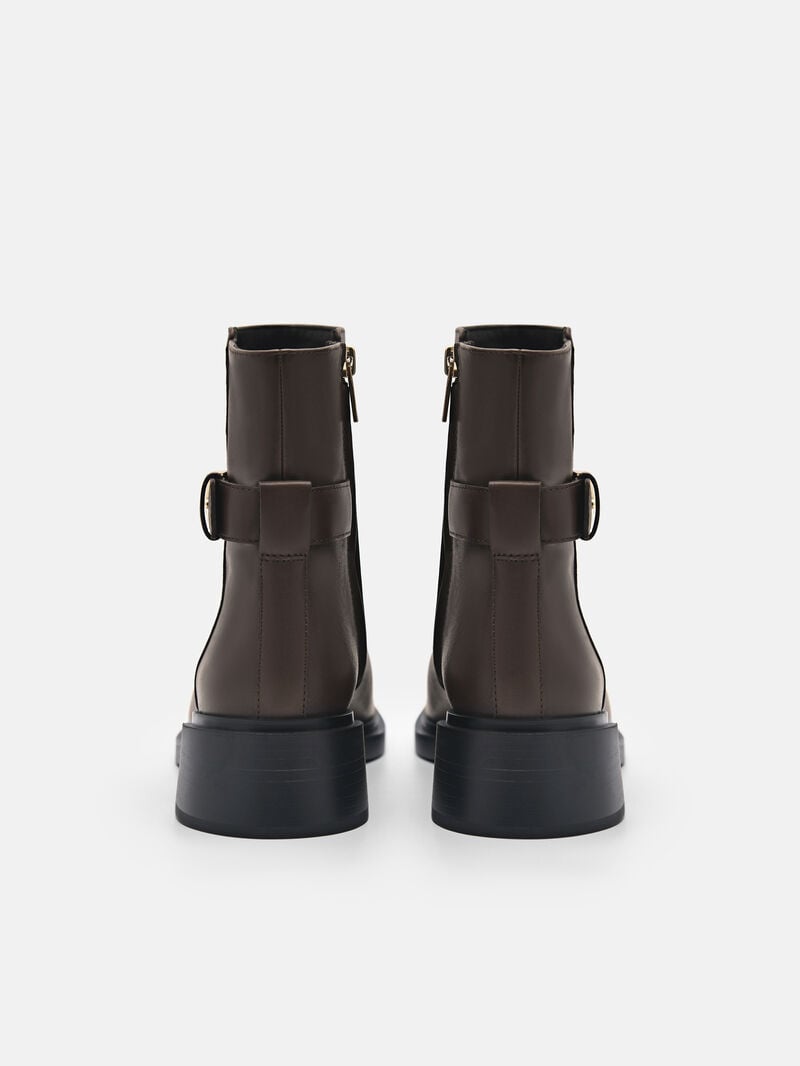 Pedro Marion Leather Boots Women Ankle Boots Dark Brown | Q9Q-1345