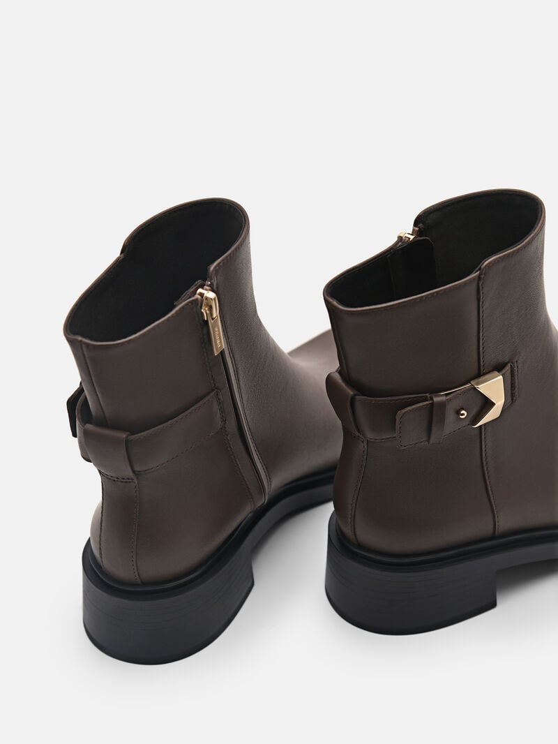 Pedro Marion Leather Boots Women Ankle Boots Dark Brown | Q9Q-1345