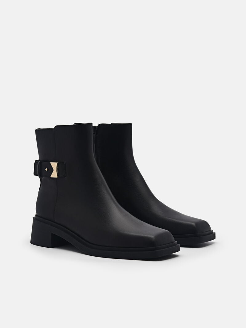 Pedro Marion Leather Boots Women Ankle Boots Black | Q9Q-1344