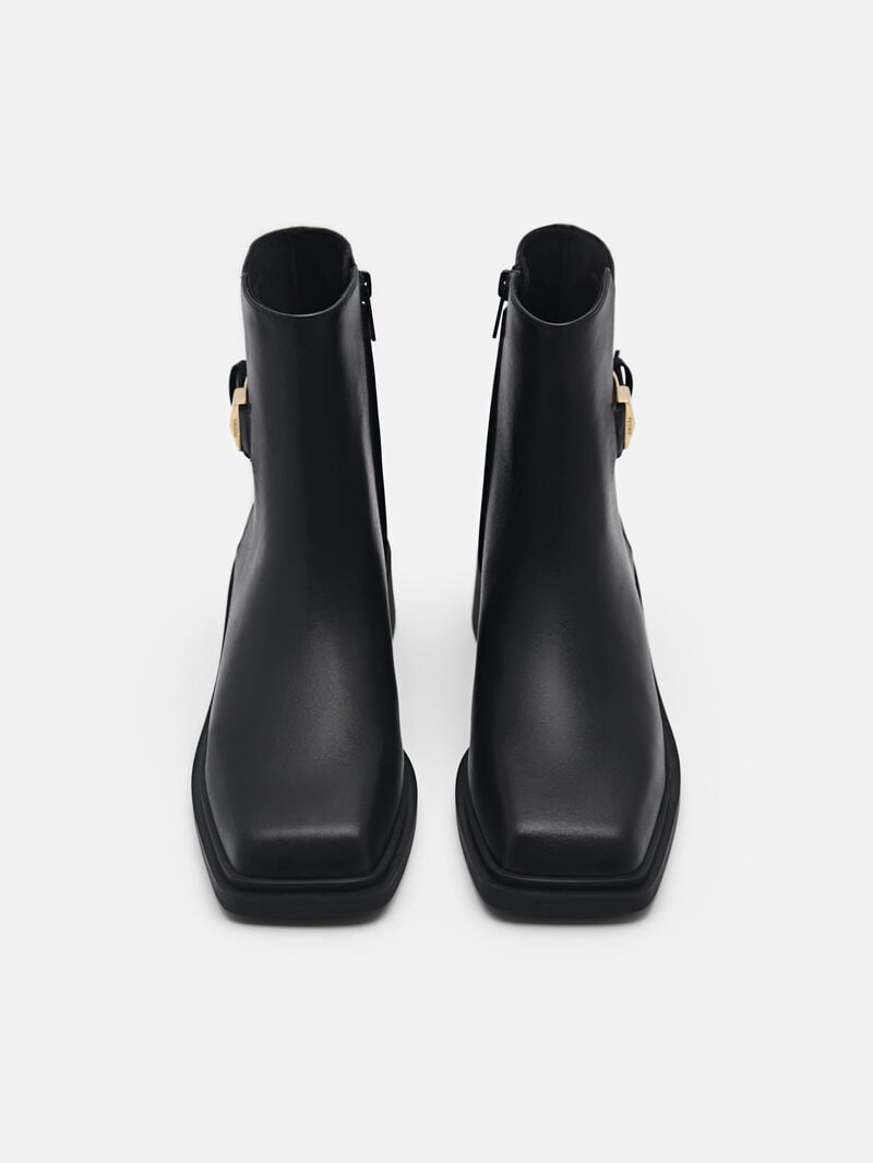 Pedro Marion Leather Boots Women Ankle Boots Black | Q9Q-1344