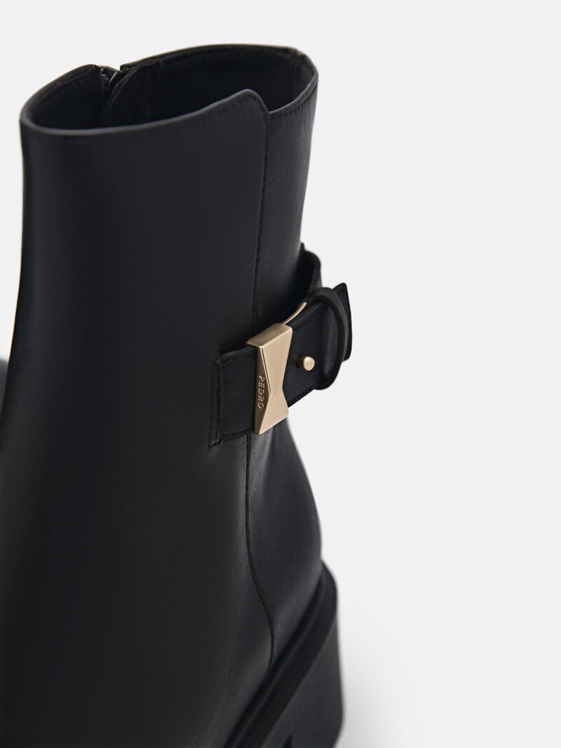 Pedro Marion Leather Boots Women Ankle Boots Black | Q9Q-1344