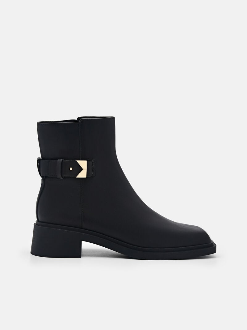 Pedro Marion Leather Boots Women Ankle Boots Black | Q9Q-1344
