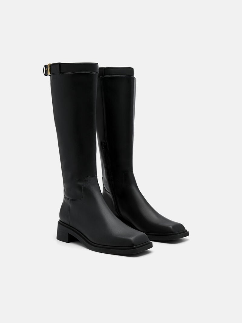 Pedro Marion Leather Knee Boots Women Knee-High Boots Black | Q9Q-1342