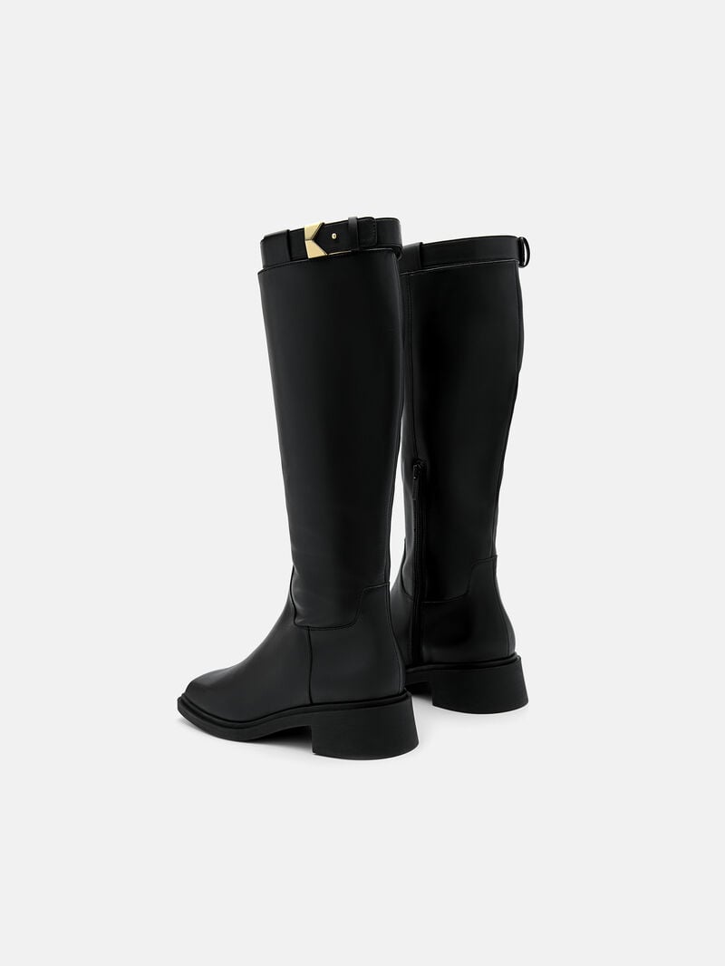 Pedro Marion Leather Knee Boots Women Knee-High Boots Black | Q9Q-1342