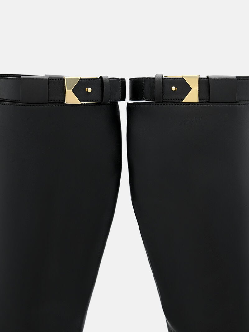 Pedro Marion Leather Knee Boots Women Knee-High Boots Black | Q9Q-1342