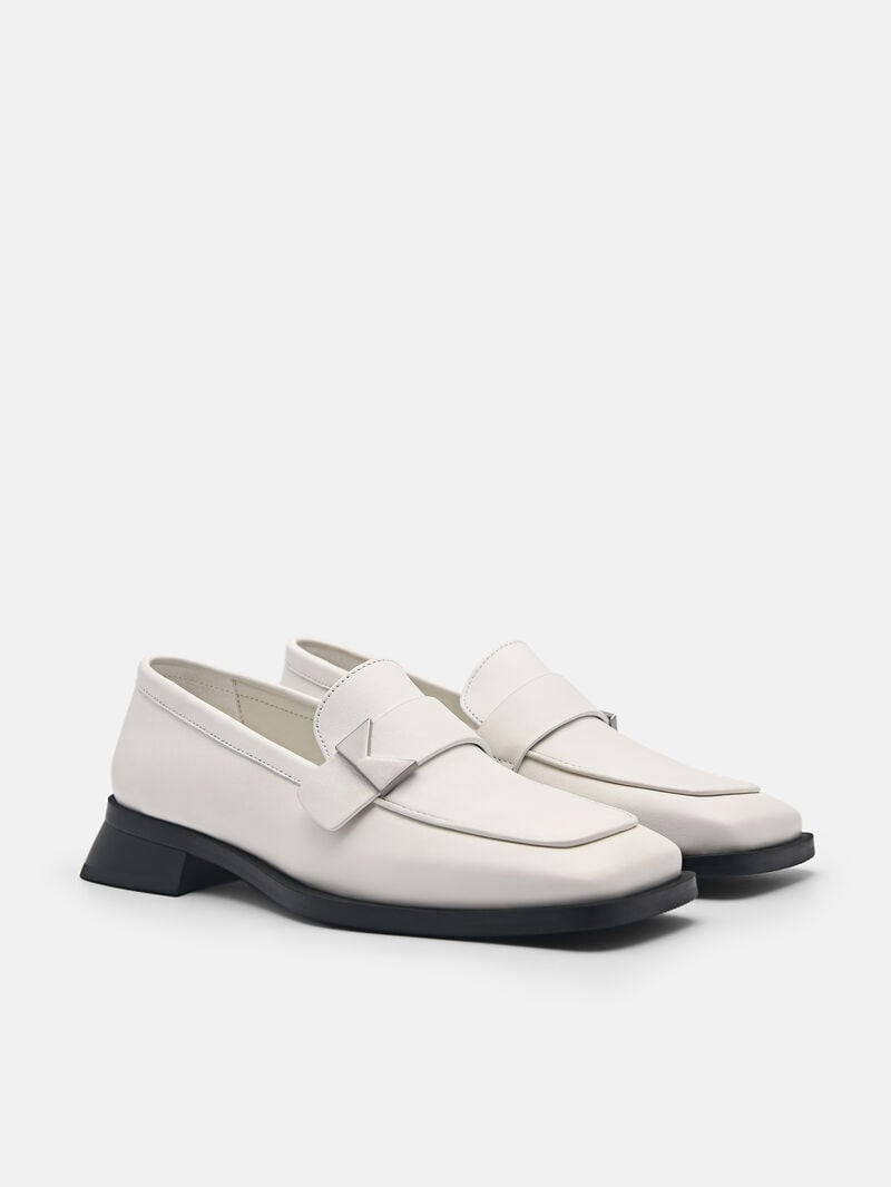 Pedro Marion Leather Loafers Women Flats White | Q9Q-1696