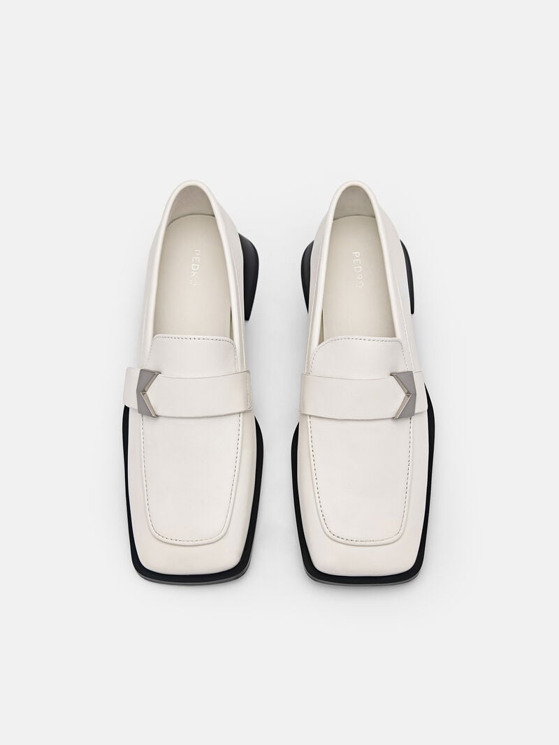 Pedro Marion Leather Loafers Women Flats White | Q9Q-1696