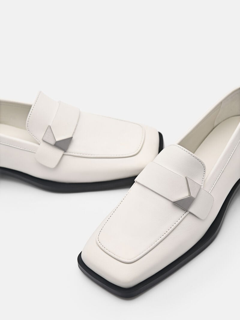 Pedro Marion Leather Loafers Women Flats White | Q9Q-1696