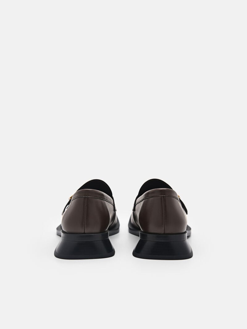 Pedro Marion Leather Loafers Women Flats Dark Brown | Q9Q-1695