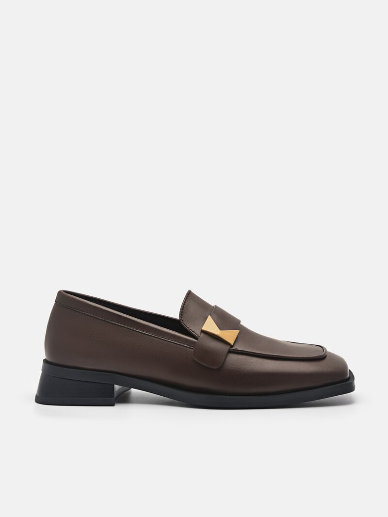 Pedro Marion Leather Loafers Women Flats Dark Brown | Q9Q-1695