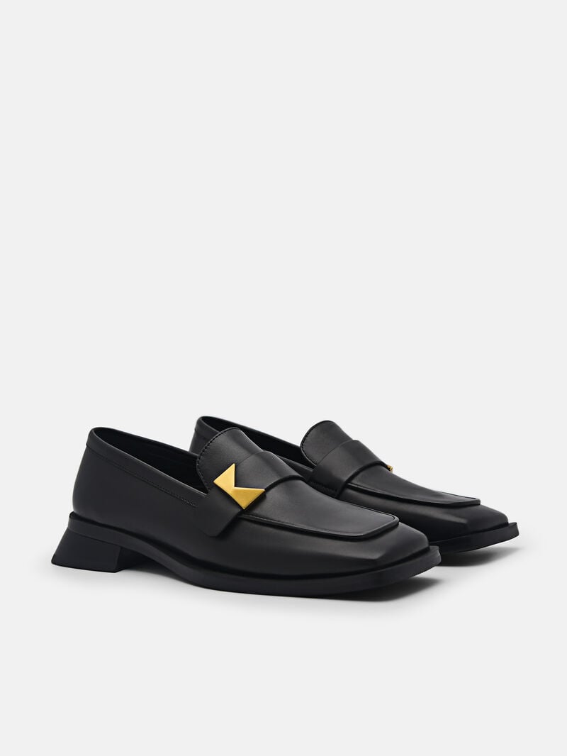 Pedro Marion Leather Loafers Women Flats Black | Q9Q-1694