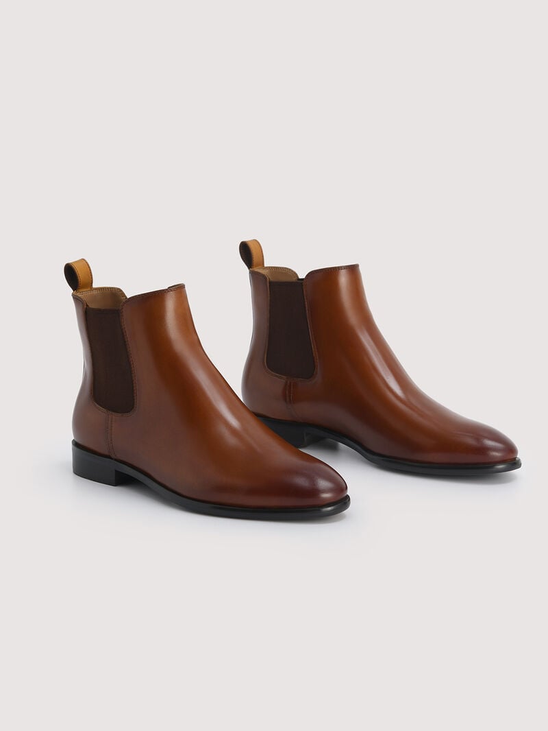 Pedro Meg Leather Boots Women Chelsea Boots Cognac | Q9Q-1341