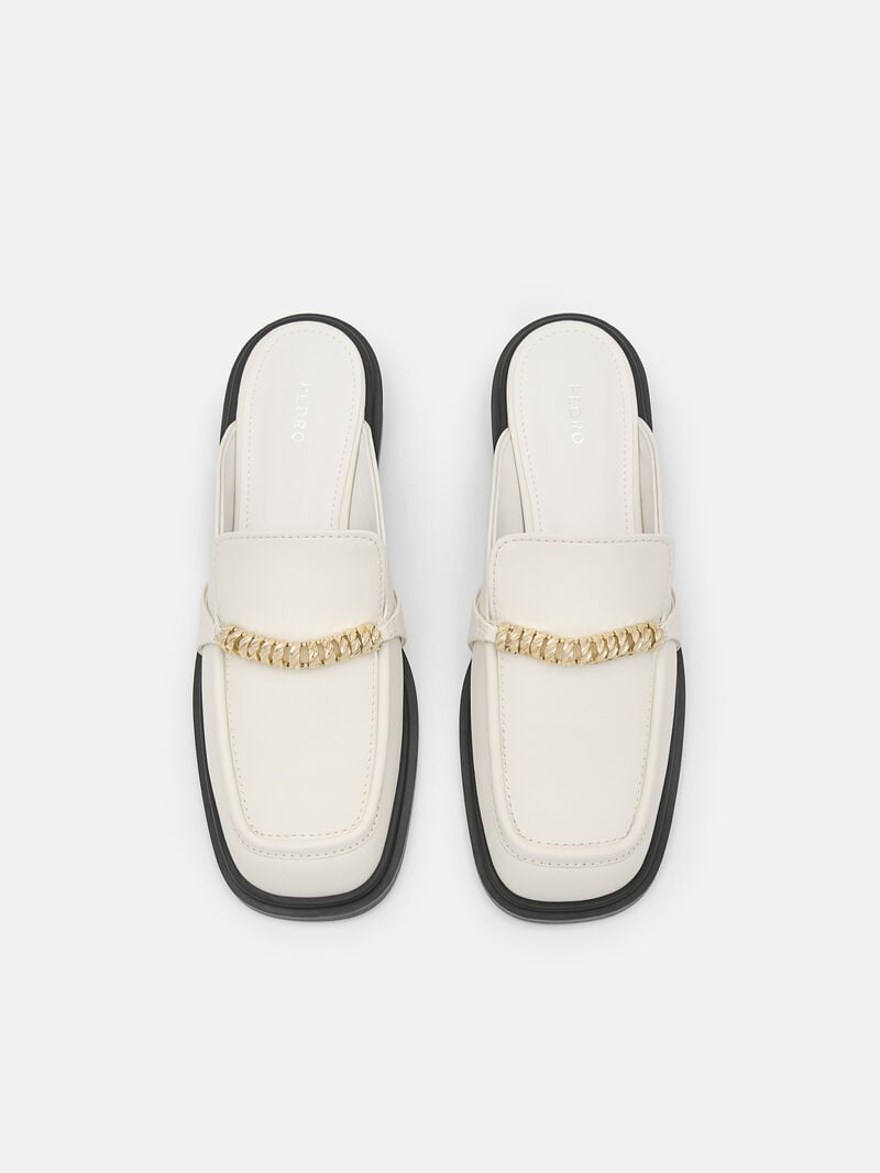 Pedro Mia Chain Mules Women Flats Chalk | Q9Q-1686