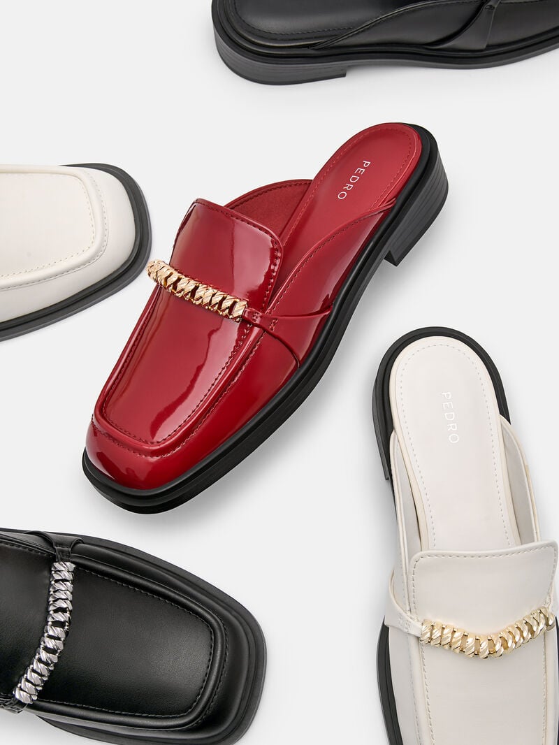 Pedro Mia Chain Mules Women Flats Chalk | Q9Q-1686