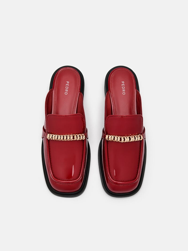 Pedro Mia Chain Mules Women Flats Wine | Q9Q-1687