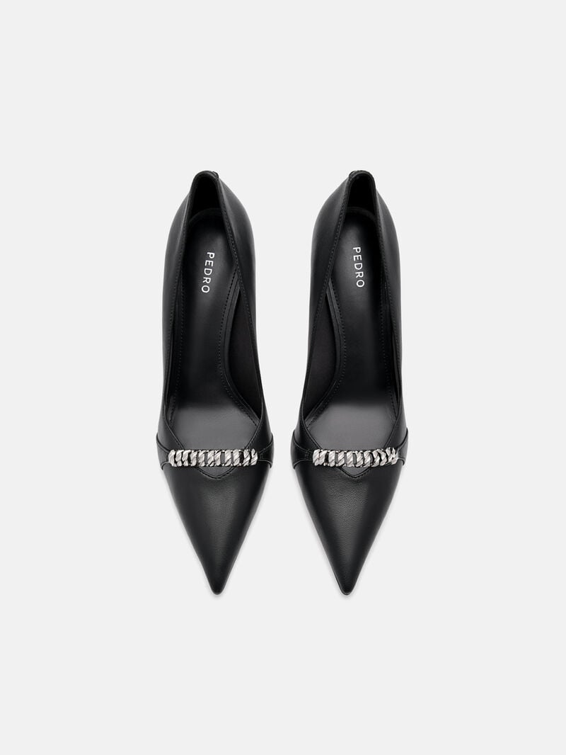 Pedro Mia Leather Women Pumps Black | Q9Q-1430