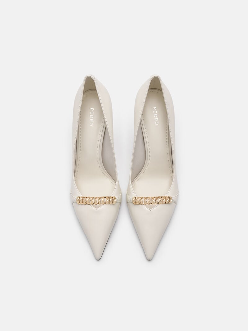 Pedro Mia Leather Women Pumps Chalk | Q9Q-1431