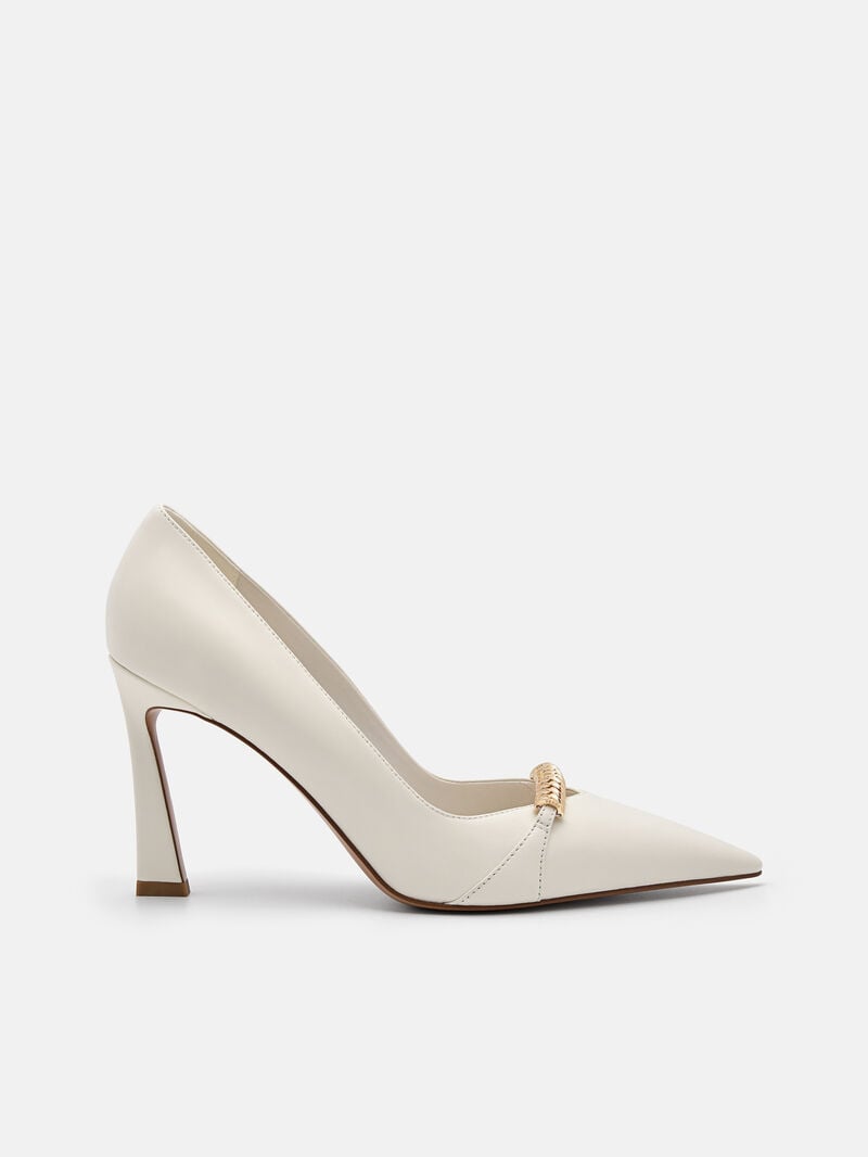 Pedro Mia Leather Women Pumps Chalk | Q9Q-1431