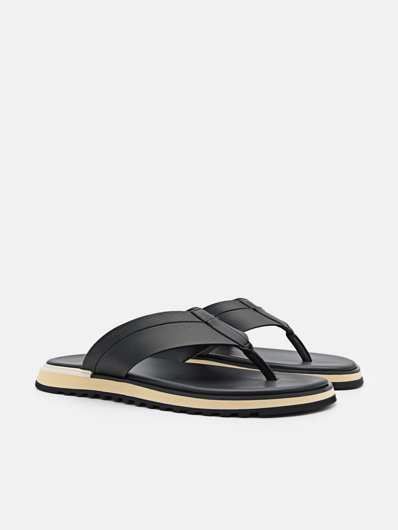 Pedro Microfiber Thong Men Sandals Black | Q9Q-1681