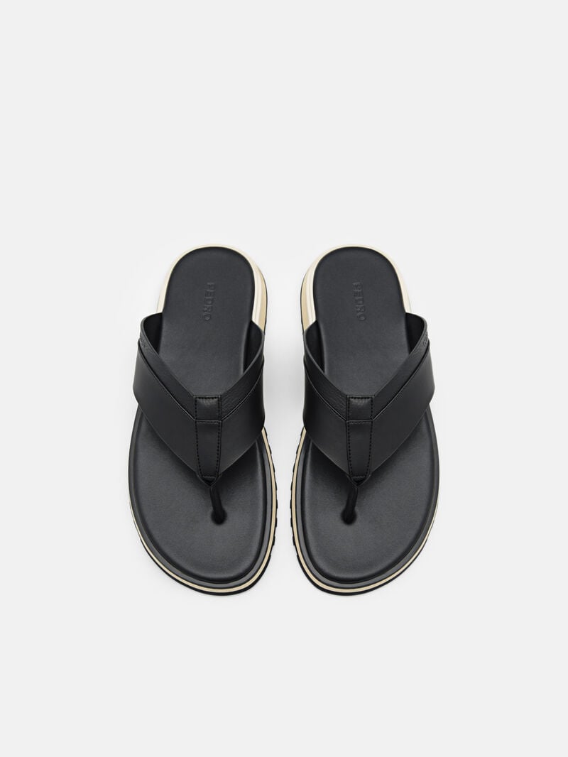 Pedro Microfiber Thong Men Sandals Black | Q9Q-1681