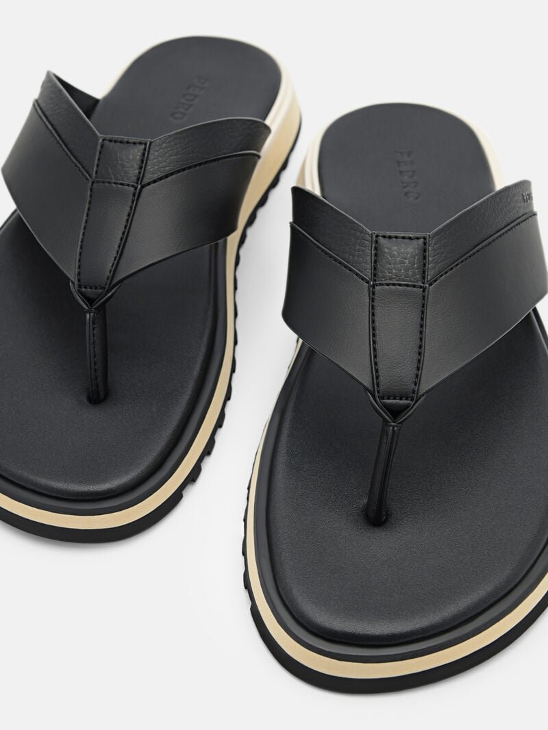 Pedro Microfiber Thong Men Sandals Black | Q9Q-1681