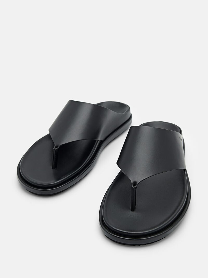 Pedro Microfiber Thong Men Sandals Black | Q9Q-1677