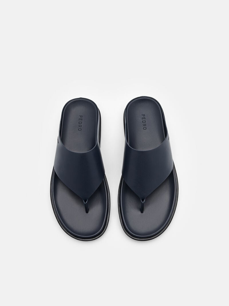 Pedro Microfiber Thong Men Sandals Navy | Q9Q-1678