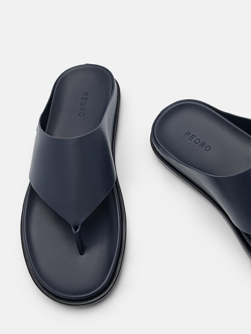 Pedro Microfiber Thong Men Sandals Navy | Q9Q-1678