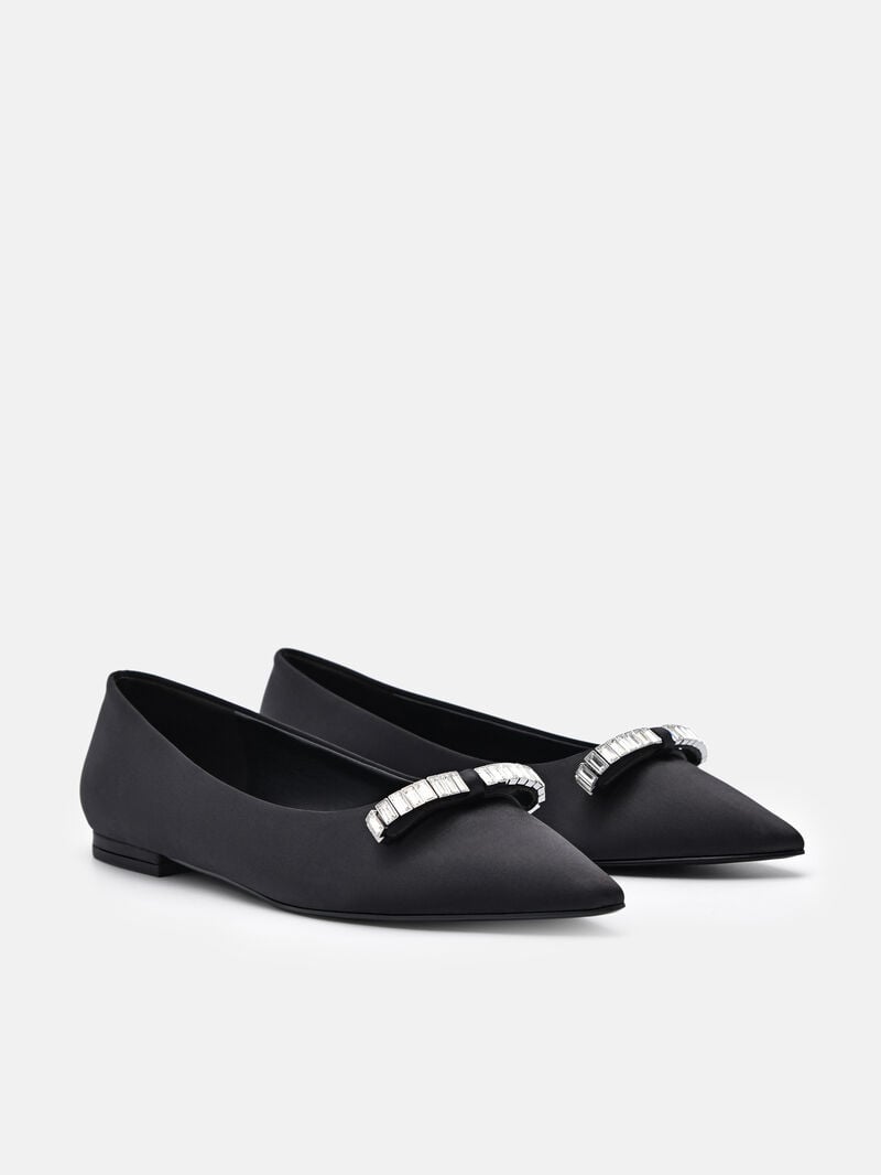 Pedro Mindy Satin Ballet Women Flats Black | Q9Q-1674