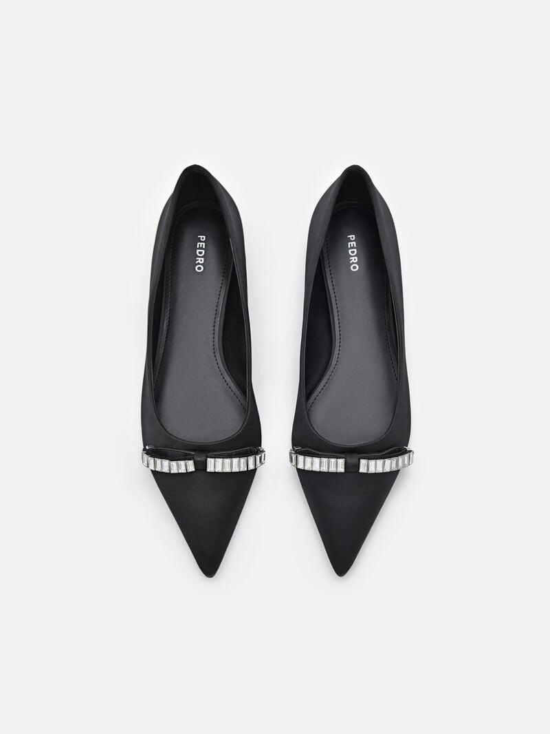 Pedro Mindy Satin Ballet Women Flats Black | Q9Q-1674