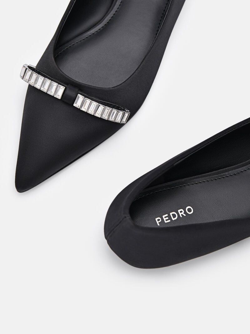Pedro Mindy Satin Ballet Women Flats Black | Q9Q-1674