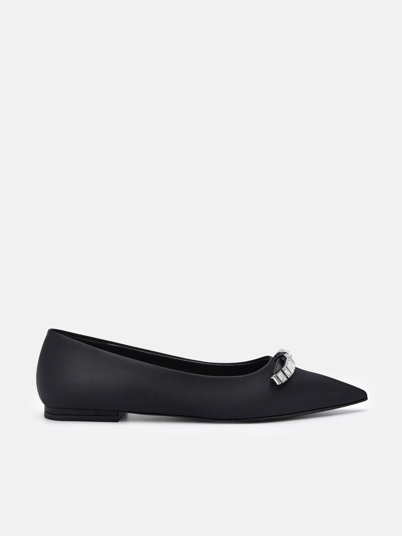 Pedro Mindy Satin Ballet Women Flats Black | Q9Q-1674
