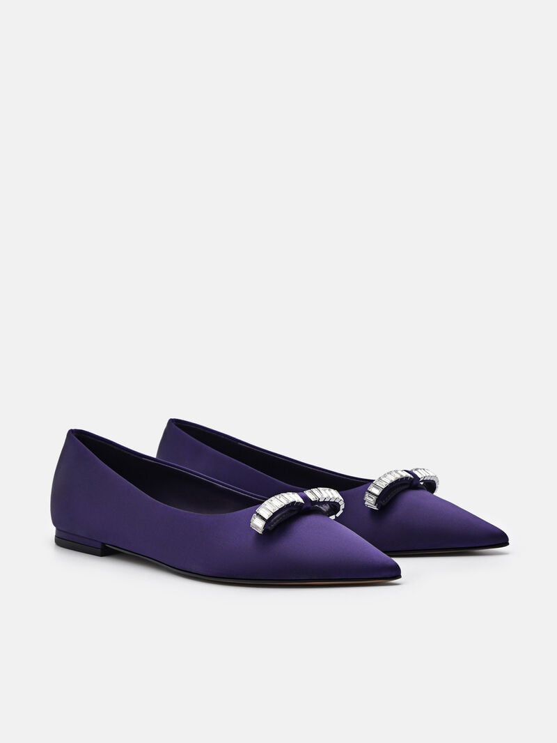 Pedro Mindy Satin Ballet Women Flats Dark Purple | Q9Q-1675