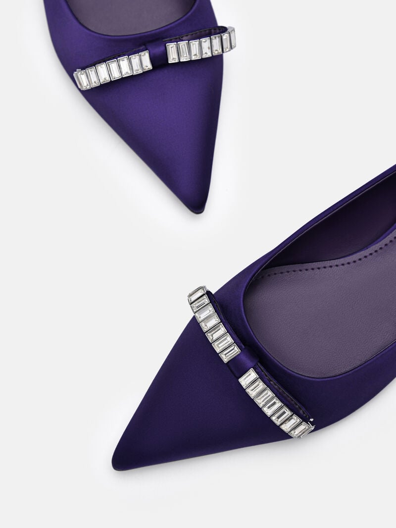 Pedro Mindy Satin Ballet Women Flats Dark Purple | Q9Q-1675