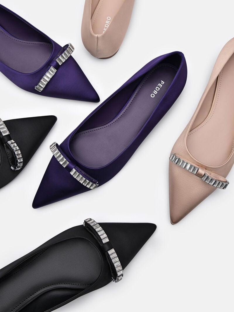 Pedro Mindy Satin Ballet Women Flats Dark Purple | Q9Q-1675