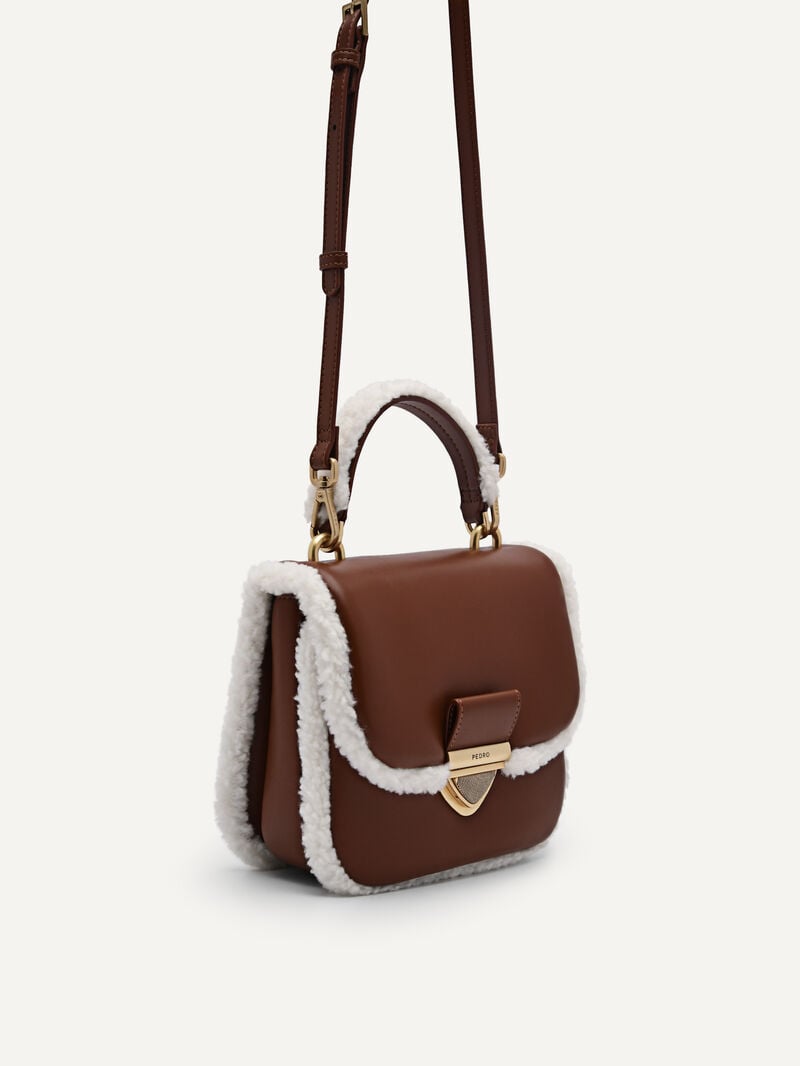 Pedro Mini Quilted Faux Fur Bags Women Shoulder Bags Brown | Q9Q-1160