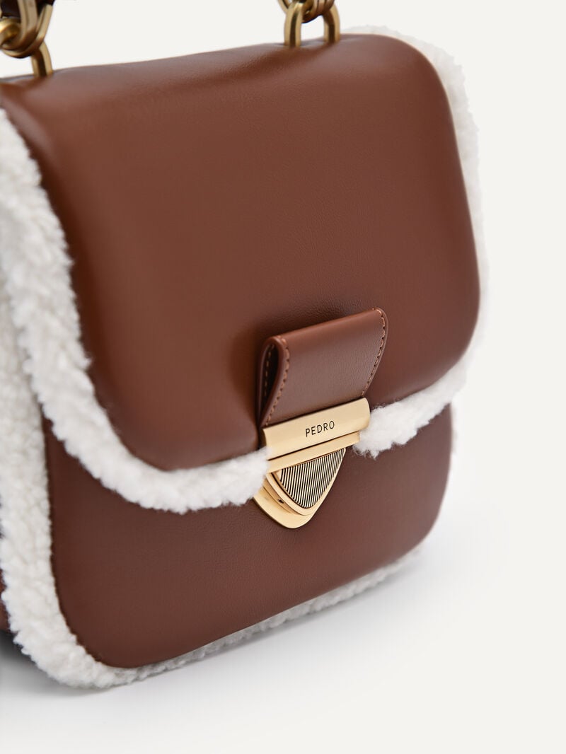 Pedro Mini Quilted Faux Fur Bags Women Shoulder Bags Brown | Q9Q-1160