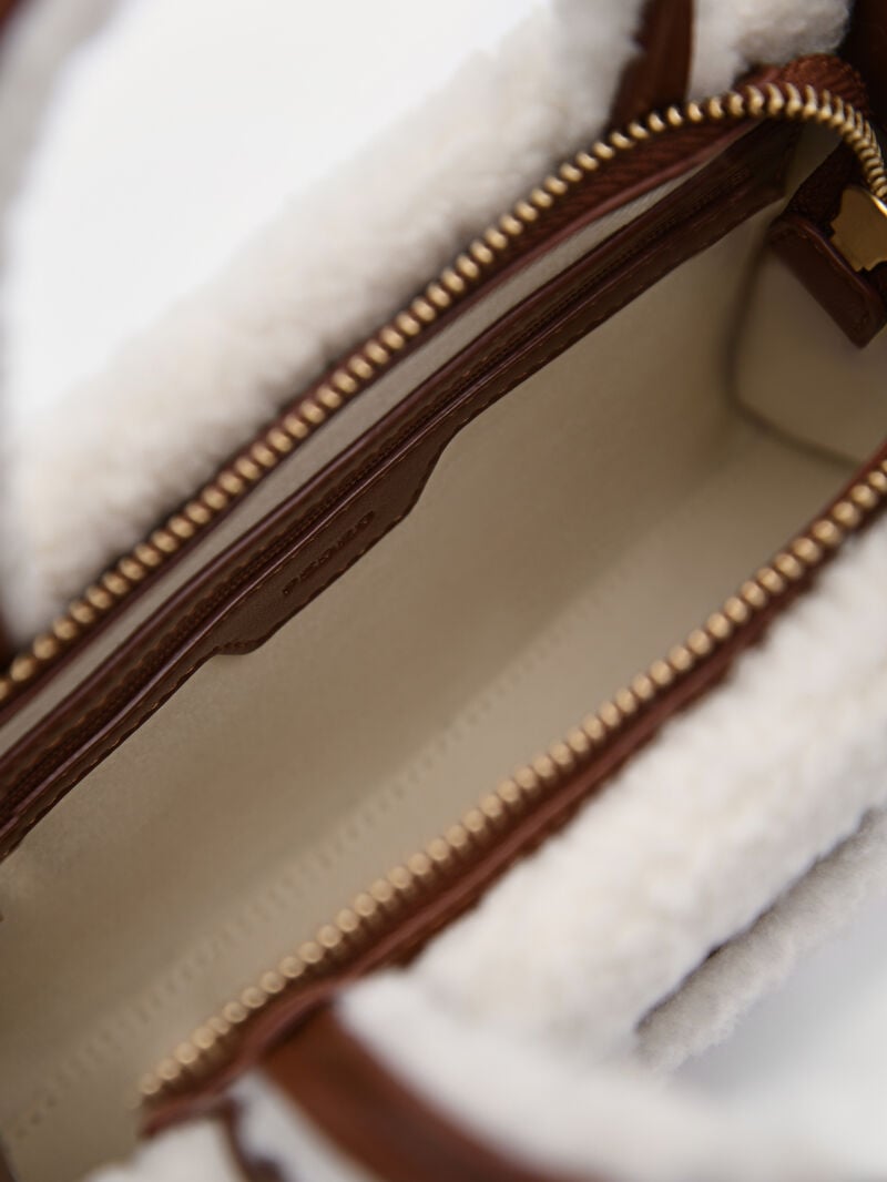 Pedro Mini Quilted Faux Fur Handbag Women Top Handle Bags Brown | Q9Q-1159