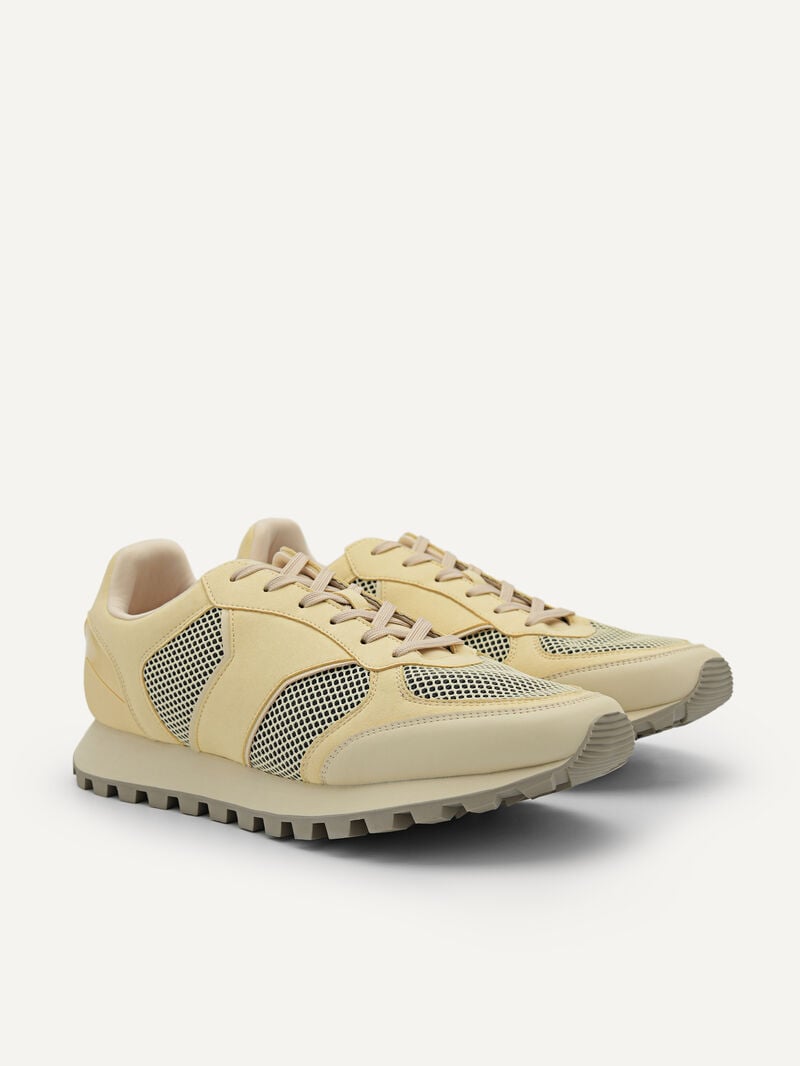 Pedro Mono Track Sneakers Men Low Top Sneakers Light Yellow | Q9Q-1669