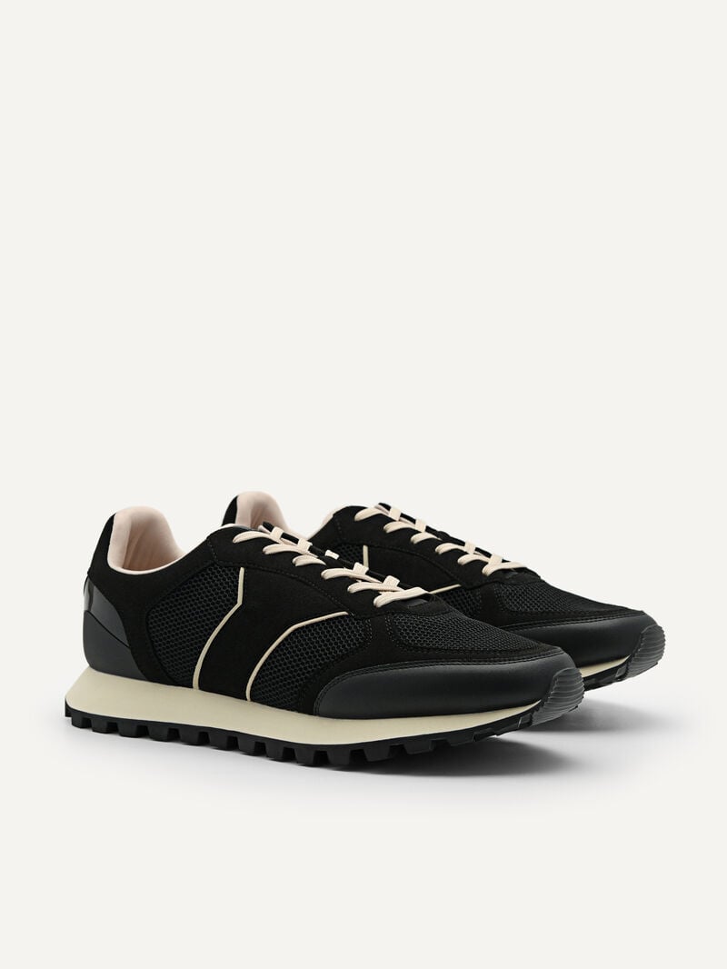 Pedro Mono Track Sneakers Men Low Top Sneakers Black | Q9Q-1668