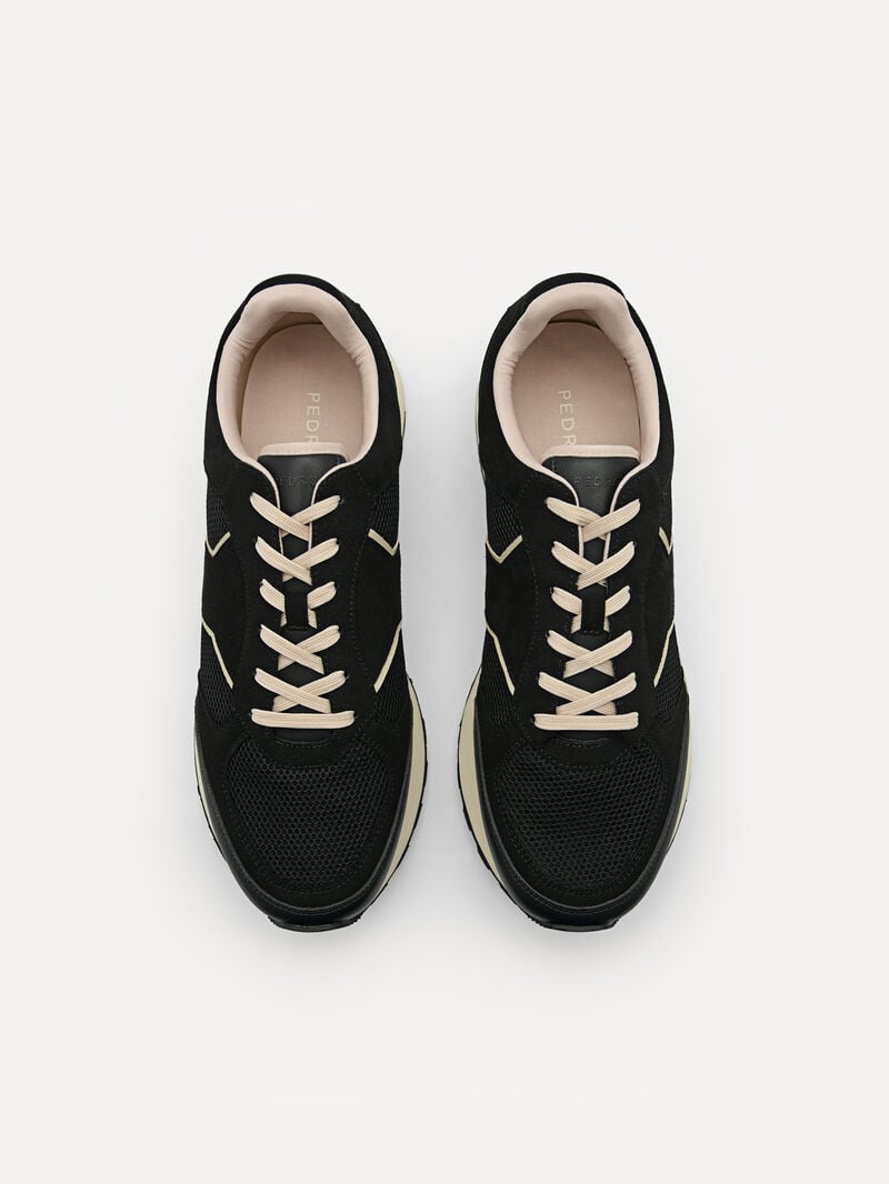 Pedro Mono Track Sneakers Men Low Top Sneakers Black | Q9Q-1668
