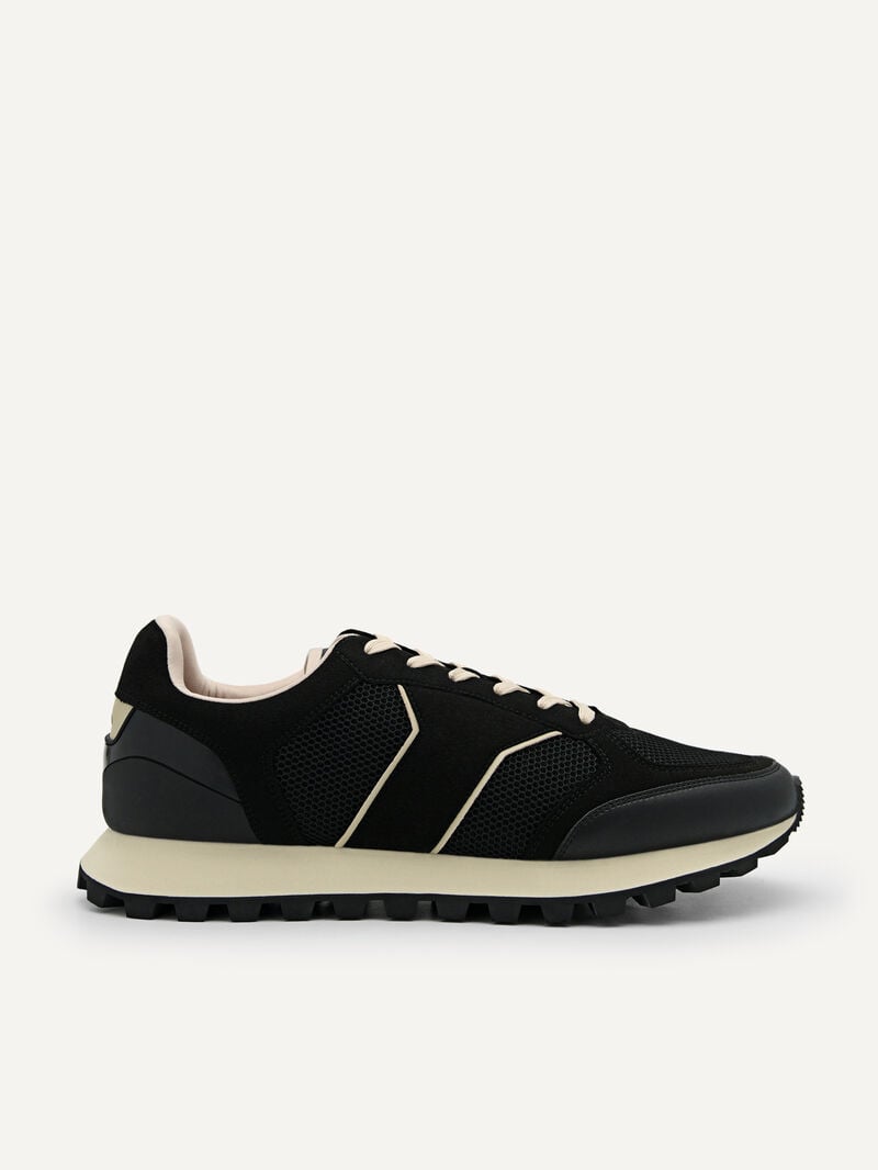 Pedro Mono Track Sneakers Men Low Top Sneakers Black | Q9Q-1668