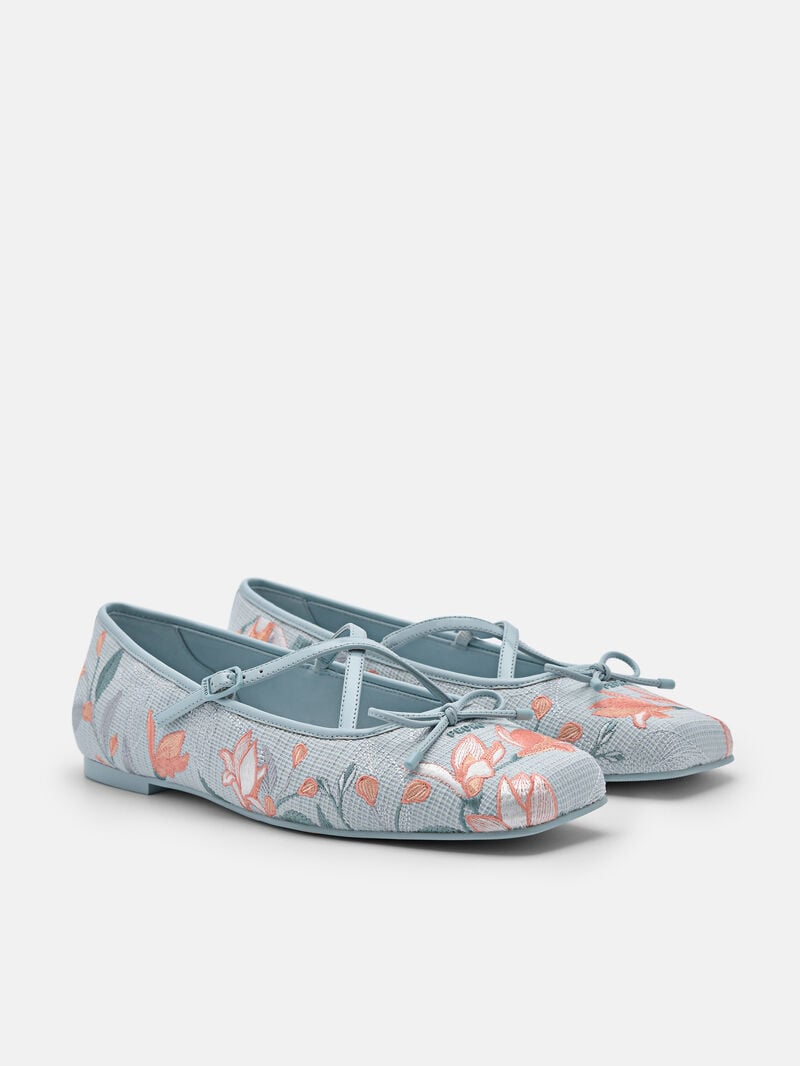 Pedro Nica Fabric Ballerina Women Flats Aqua | Q9Q-1661
