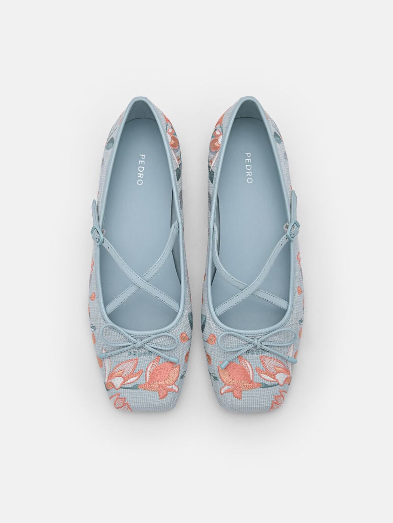 Pedro Nica Fabric Ballerina Women Flats Aqua | Q9Q-1661