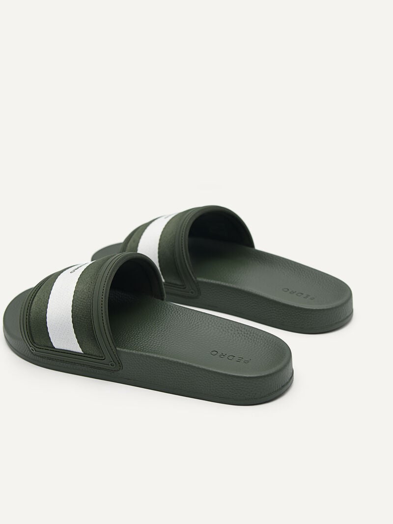 Pedro Nylon Fabric Banded Slides Men Sandals Military Green | Q9Q-1648